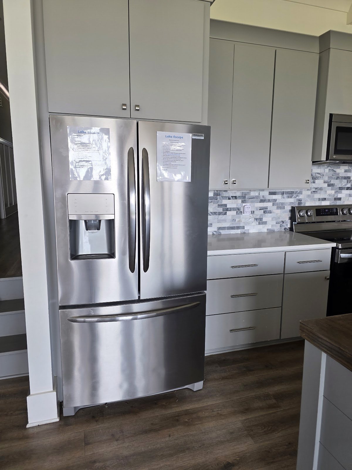 Stainless steel French-door refrigerator with a lower freezer drawer